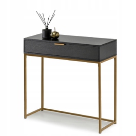 Консольний столик Mebel-Partner, чорний та матовий золотий, 80 x 76,5 x 28 см