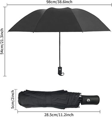 Шкільний парасолька Rseuphiee: стійкий до вітру, автоматичний, компактний, чорний, для дорослих та дітей