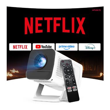 Проектор Mini Beamer 1080P/4K з Android 13 OS, WiFi 6, Bluetooth 5.4, підтримкою Netflix та Google CTS, HDMI, USB, iOS, LYNCAST N300 White