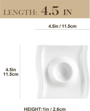 MALACASA Набір для яєць Serie Flora, 6 шт., кремово-білий порцелан, 11.5x11.5x2 см