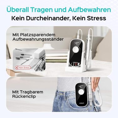 Електрична машинка для манікюру COSLUS 40000 об/хв: професійний набір для догляду за нігтями 6-в-1. Підходить для гелевих та акрилових нігтів, видалення гелю та педикюру. Компактна, тиха, біла.