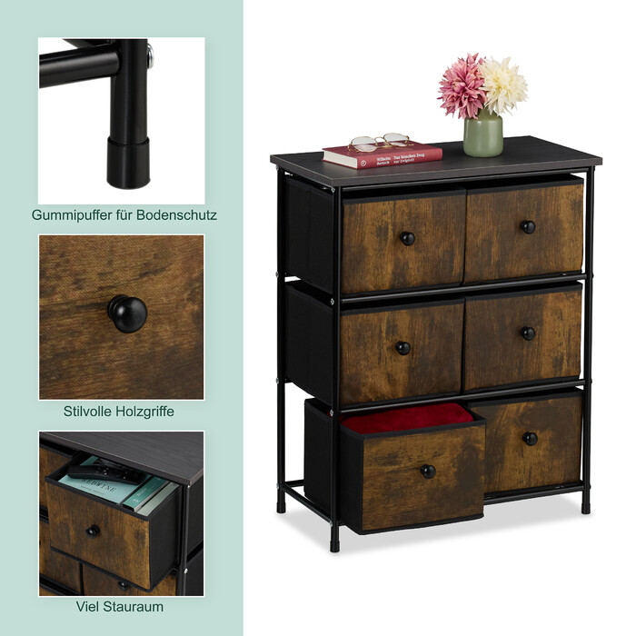 Relaxdays Chest of Drawers, 6 Drawers
