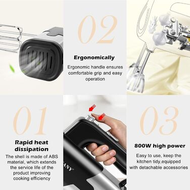 Електричний міксер 800W з 5 швидкостями: для випічки та збивання