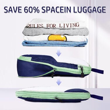 Набір органайзерів для валізи AiQInu: 5 шт. Кубики-компресори для подорожей, з мішком для білизни та взуття, ультралегкі, розширювані