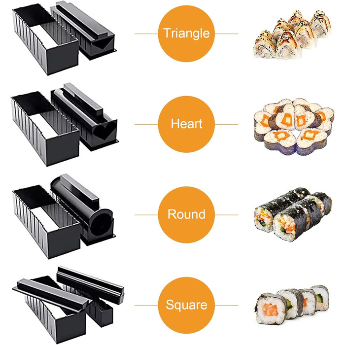 Набір для приготування суші INHEMI - 10 частин, для початківців, DIY, чорний
