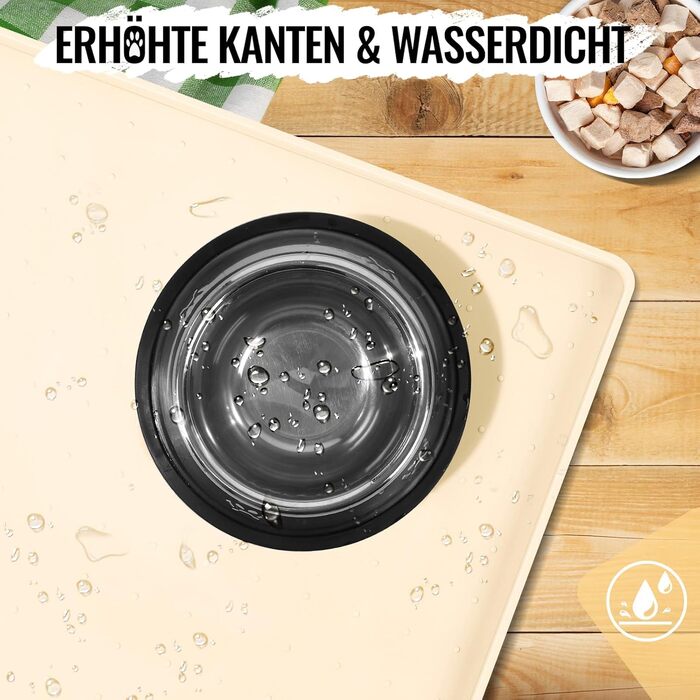 Підкладка під миску для котів та собак MateeyLife, силіконова, 56x36 см, бежева, нековзна, вологостійка