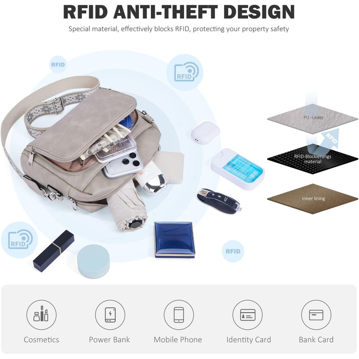 Сумка жіноча через плече MUIIKOLA кросбоді, екошкіра, бежево-сіра, з регульованим ремінцем