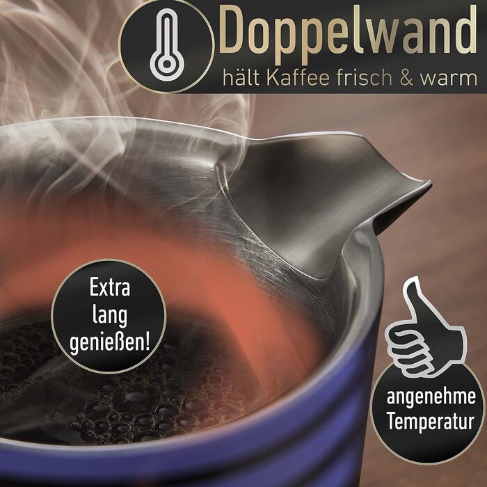 Barista Legends® French Press Stainless Steel Thermal Coffee Press (600ml) - Double-walled Coffee Maker for longer fresh filter coffee - Also suitable as a coffee maker when camping! Metallic Black 600ml