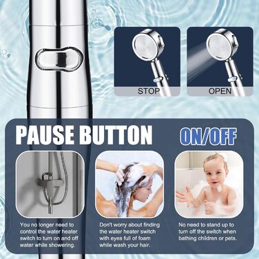 Насадка для душу зі шлангом 2м, фільтрована ручна лійка з високим тиском, економія води з мінеральними кульками, 5 режимів, стоп-функція для жорсткої води, видалення залишків хлору, бактерій та важких металів (срібляста з шлангом)