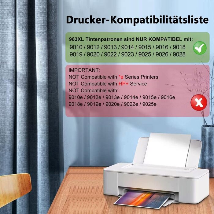Комплект картриджів 963XL сумісні з HP OfficeJet Pro 9010, 9012, 9013, 9014, 9015, 9016, 9018, 9019, 9020, 9022, 9023, 9025, 9026 (Чорний, Блакитний, Пурпуровий, Жовтий)