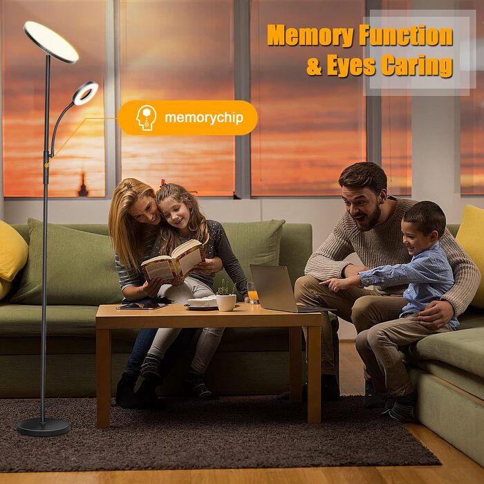 LED торшер, 42W, 16 мільйонів кольорів RGBCW, WiFi, Smart, двосторонній, для вітальні, сумісний з Alexa/Google Home, синхронізація з музикою, плавне регулювання яскравості, торшер для спальні