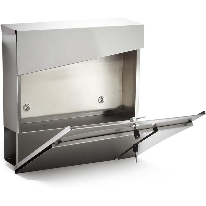 Поштовий ящик Wiltec Designer V23 з нержавіючої сталі 370x102x370 мм, настінний, з замком та відділенням для газет