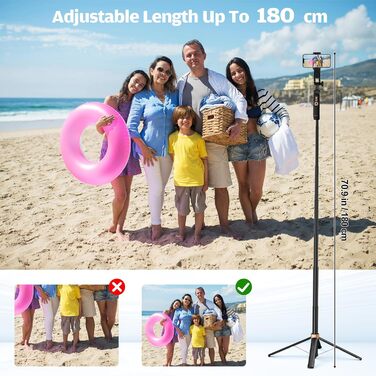 Avaspot штатив-селфістик 180,3 см з LED-підсвічуванням та пультом ДУ – для iPhone, Android, GoPro, камер