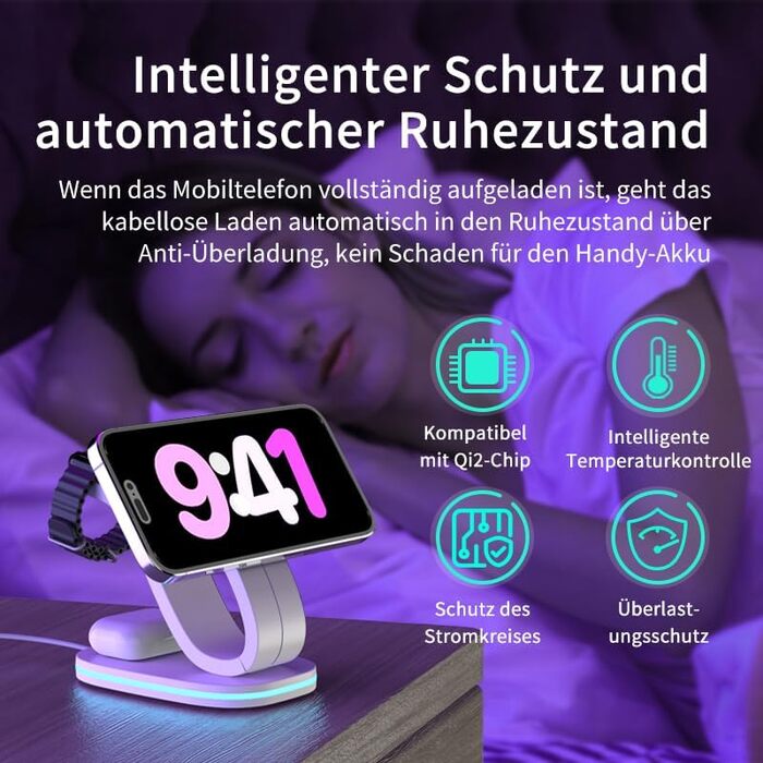 Зарядний пристрій Aimtel Schwanenhals 3-в-1 Qi2 MagSafe для Apple Watch, iPhone 17 Pro Max/17/16/15 та AirPods (30W) білий