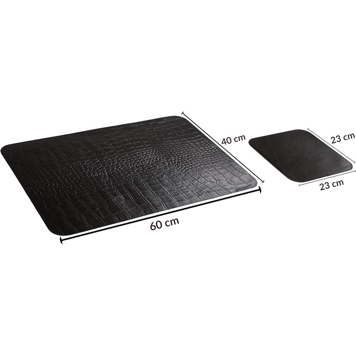 Підкладка для столу зі шкіри, 2 шт. XXL, з ковриком для миші, чорна, з натуральної шкіри кокосового горіха