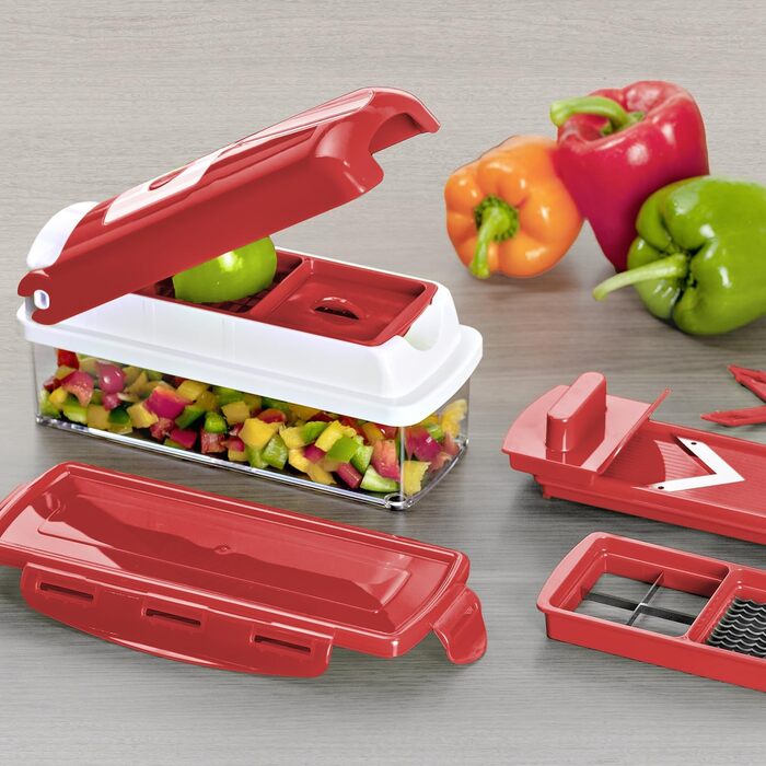 Набір Genius Nicer Dicer Smart 6-елементів: овочерізалка для кубиків, стрічок, скибочок, соломки та чвертей. Зручний подрібнювач цибулі з телевізійної реклами Kiwi.