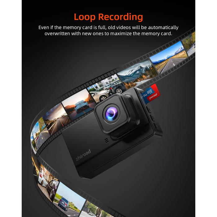 Відеореєстратор у машину Dashcam Auto з 32GB SD-картою, 1080P FHD, Нічне бачення, Широкий кут 176°, IPS-дисплей 3 дюйми, G-сенсор, Loop-запис, Виявлення руху та Паркувальний режим