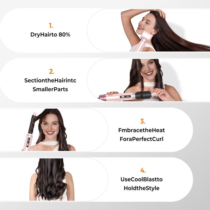 OKWRAP Haarstyler 5 в 1: Airbrush, фен, локони, випрямляч. Набір для створення зачісок (рожевий)