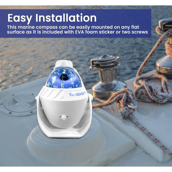 Flush-mount Boat Compass Bracket – Suction Cup Boat Compass Dashboard – Navigation Marine Compass Boats Surface Mount – Illuminated Dashboard Compass Ship – Electronic
