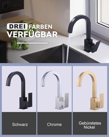 Кран кухонний поворотний 360°, з нержавіючої сталі, для кухні, вантажівки, ванної кімнати (B Gold)