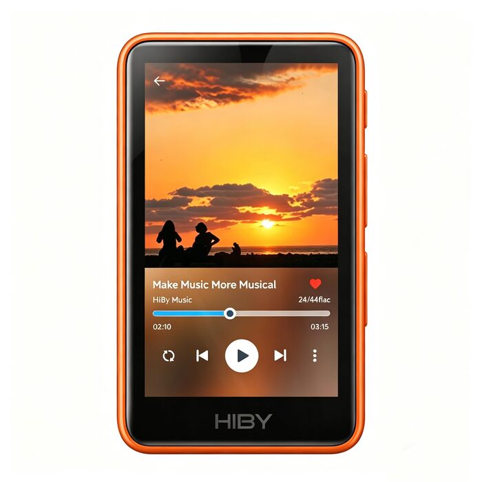 Bluetooth MP3-плеєр HiBy Music R1 з сенсорним екраном, Hi-Res Audio, підтримка Tidal та Qobuz, LDAC, пам'ять до 2 ТБ, 15 год роботи (Sunset Chevron, помаранчевий)