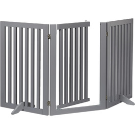 Захисне ворота для собак Relaxdays, сіре, 70 x 154 см, розкладне, з дверцятами та ніжками, самостійне