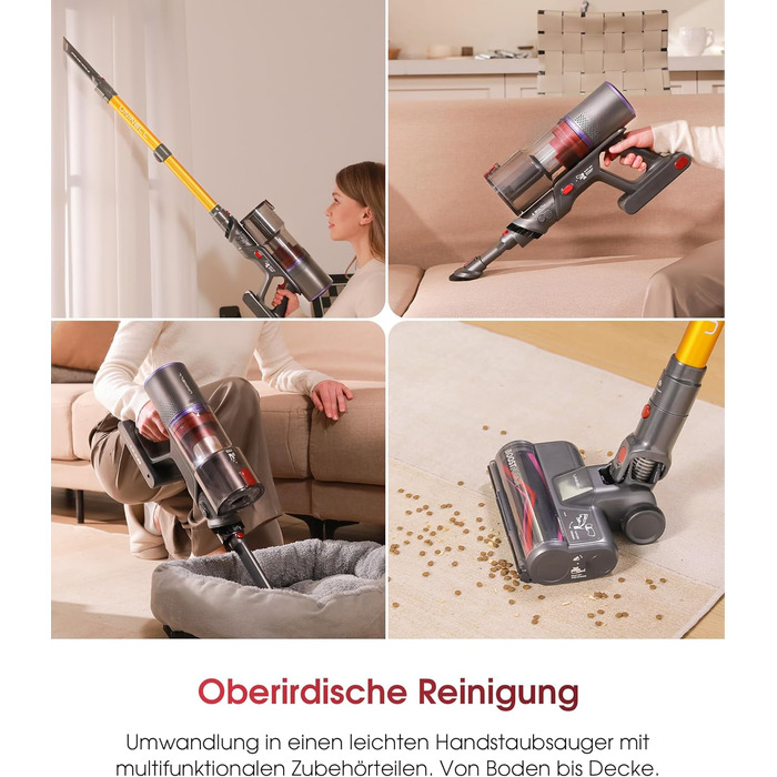 Бездротовий акумуляторний пилосос UNINELL HOME 50000Pa/580W, 70 хвилин роботи, LED-дисплей, антизаплутувана щітка, для твердих поверхонь, килимів, шерсті тварин