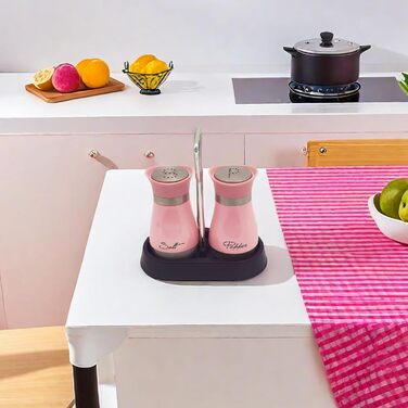 Набір солі та перцю (2 шт) з підставкою, скло та нержавіюча сталь, для кухні та кемпінгу