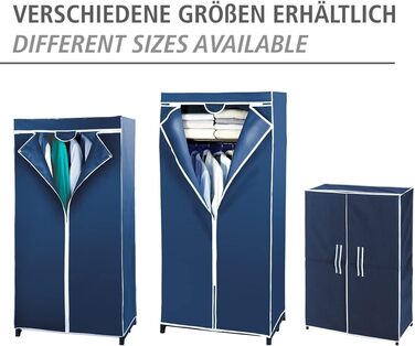 WENKO Air Wardrobe, practical fabric wardrobe for dust-free storage of textiles, stable metal frame, easy assembly, breathable non-woven material, 75 x 150 x 50 cm, Navy (with shelf)