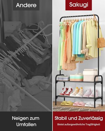 Стійка для одягу з полицею для взуття, чорна, 74 x 30 x 150 см