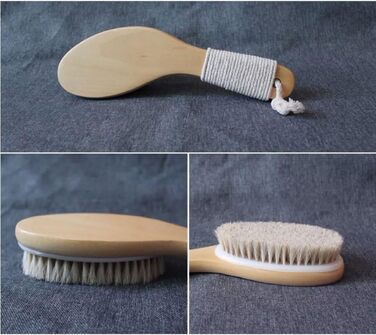 Body brushes for women, back scrubbers for the shower, for men, bath and body brushes made of horsehair, shower brush 9.8 inches
