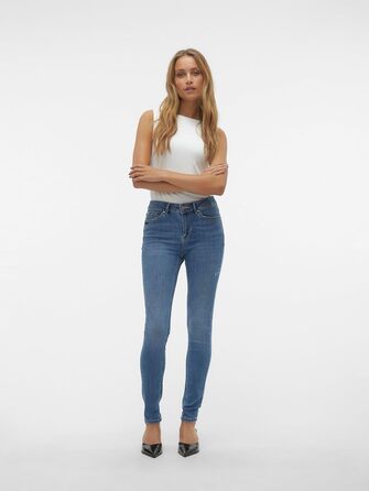 Джинси жіночі VERO MODA Skinny Fit Vmflash Mid Rise, середній блакитний денім, розмір 34L