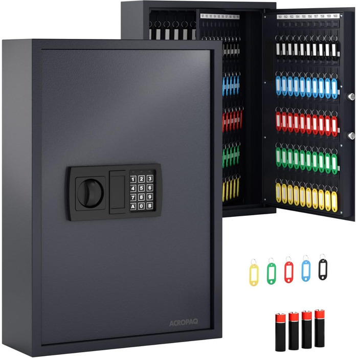 Шкафчик для ключів ACROPAQ з кодовим замком - на 100 ключів, з 100 брелоками, з електронним захистом. Великий сейф для ключів, кодовий замок, ключниця (200 ключів)