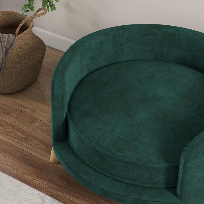 Диван для собак PawHut, м'який диванчик для домашніх тварин з велюровою оббивкою, лежанка для котів та собак, зелений, 68 x 68 x 35 см