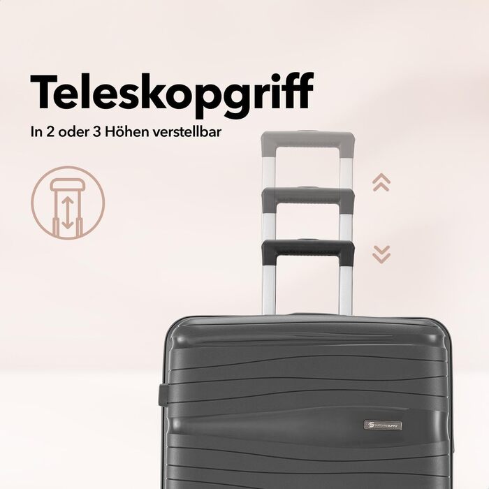 Набір валіз Travel One з жорстким корпусом, 4 предмети, антрацит (32/60/98 л), з кодовим замком та колесами 360°