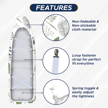 Чохол для прасувальної дошки EcoNour, маленький, білий та зелений