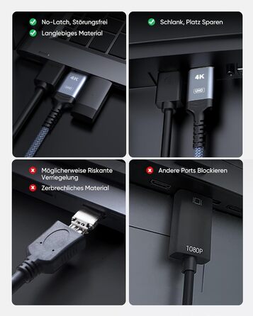 Кабель Highwings DisplayPort до HDMI 1.8м, Nylon, для монітора, телевізора, проектора, ноутбука, ПК