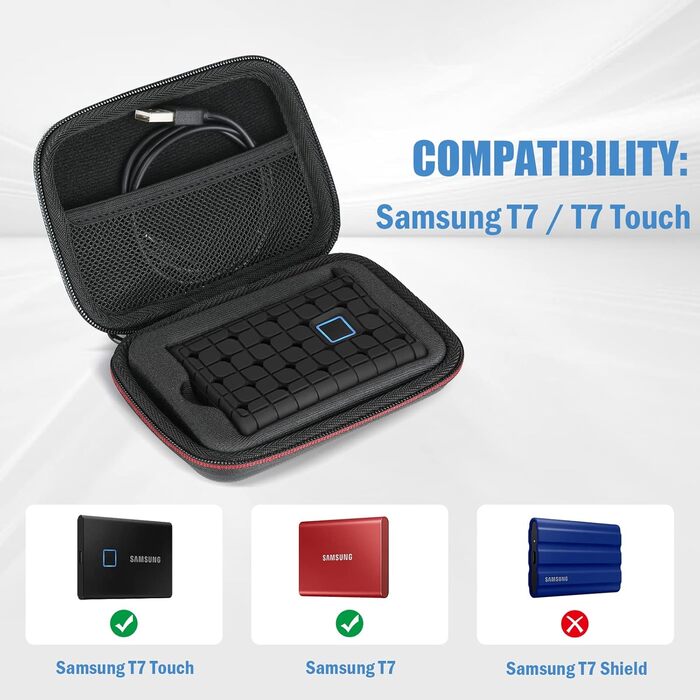 Чохол ProCase для SSD Samsung T7/T7 Touch (500GB, 1TB, 2TB) - Захисний кейс з силіконовою вставкою, чорний