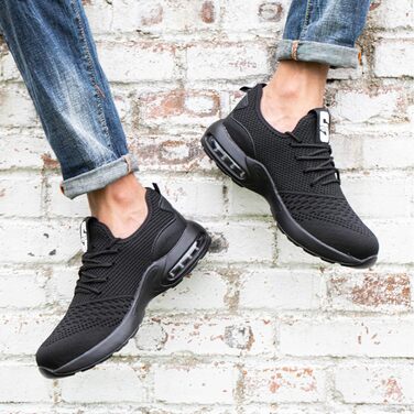 Чоловічі робочі черевики з металевим підноском, спортивні, дихаючі, чорні (44 EU)