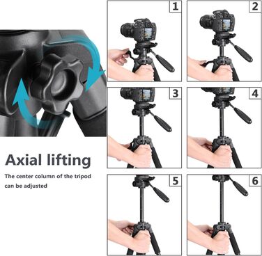 Штатив для камери Neewer 142 см з алюмінієвого сплаву, 3-х секційний, чорний (SAB234)