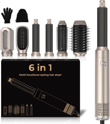 Фен-щітка 5-в-1 Airstyler Pro 1000W з іонізацією, 60000 обертів, для створення локонів та об'єму, сріблястий