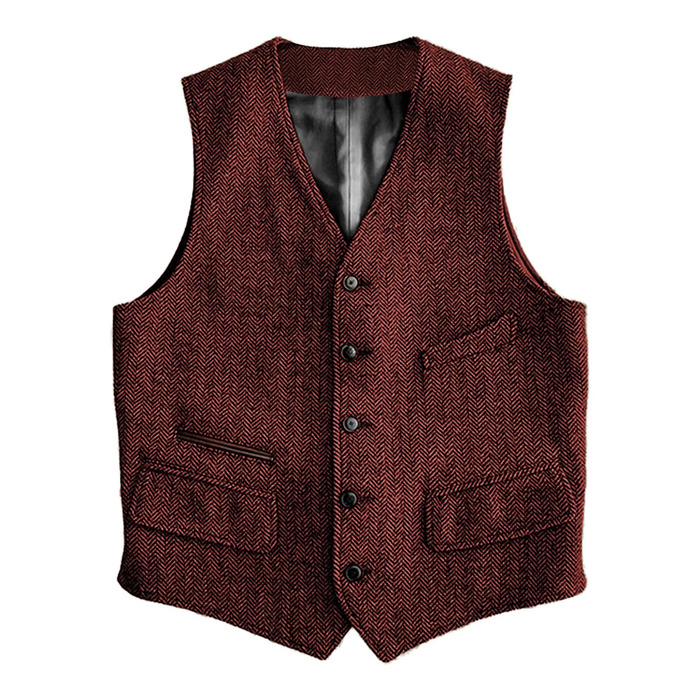 Жилет чоловічий SOLOVEDRESS Wolle Regular Fit для весілля, бургундський (XS)