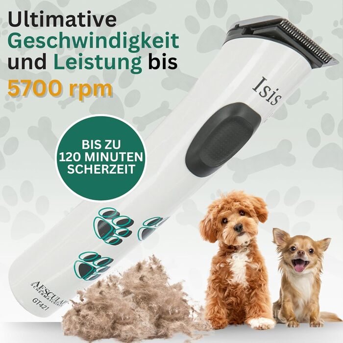 Триммер для собак Agrarzone Isis: безшумний, легкий, з запасним лезом для точного догляду за лапами