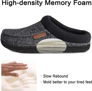 Чоловічі домашні тапочки ULTRAIDEAS з піною з пам'яті, замшеві, з м'якою підкладкою, сірі, 45/46 EU, 44.5/45.5 EU, чорний, сірий