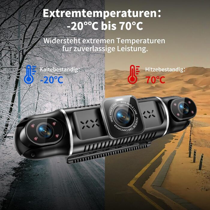 Відеореєстратор в авто Dash Cam 2K/1080p з 64GB SD-картою, 4 камери, IPS-дисплей 3