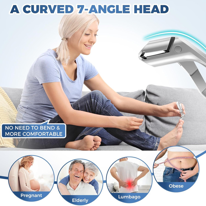 Нігтеріз для літніх людей з товстими нігтями, кутовий гострий нігтеріз для великих пальців ніг, з захистом від заклинювання, широкий отвір для нігтів, нігтеріз для товстих пальців ніг, преміум якість (сріблястий)