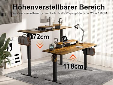 Electric Standing Desk with Drawers - Adjustable Height Desk for Home Office & Business | 120x60cm Rustic Brown
