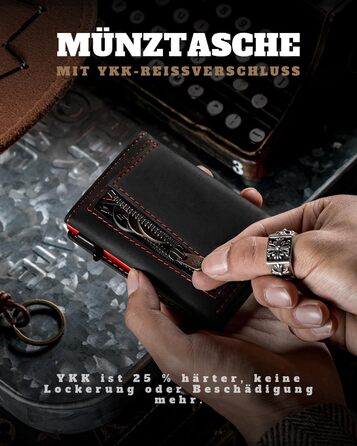 Портмоне Dodenša MagSnap для чоловіків з RFID захистом, відділенням для AirTag, картхолдером та відділенням для монет (Чорний/Червоний)