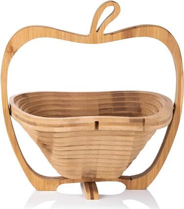 Кошик для фруктів Dimono® з бамбука, складаний, 3 в 1: кошик для фруктів, овочів та підставка під горщик, з дощечкою для нарізання, дизайн 