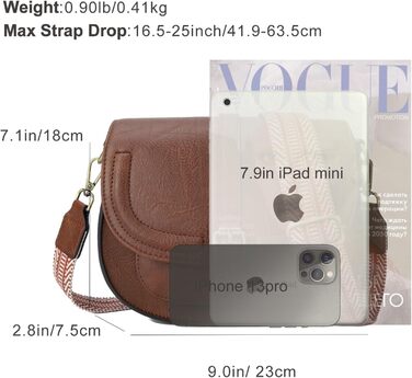 Сумка жіноча AFKOMST через плече з PU шкіри, коричнева хвиля. Регульований знімний ремінець.